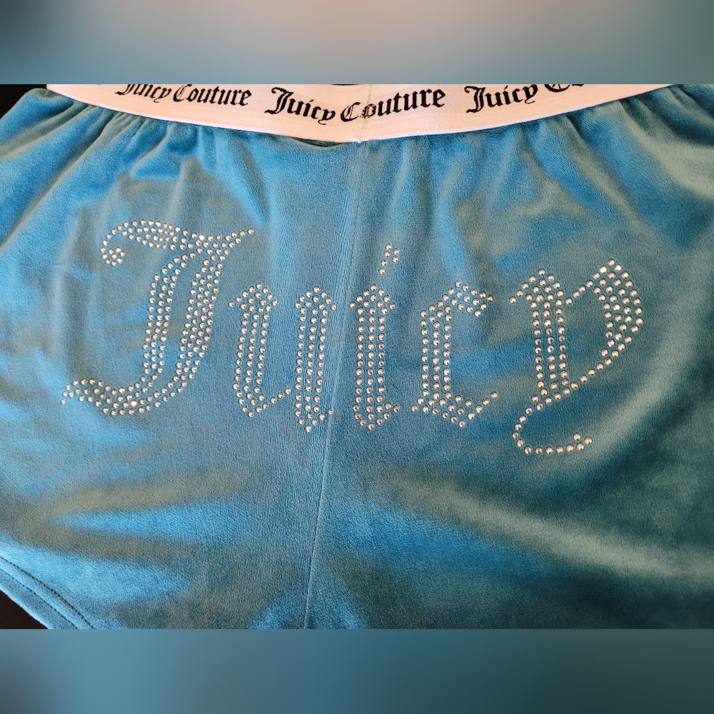 Juicy Couture Teal Bling Velour Sleep shorts